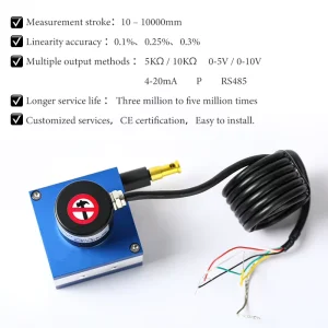 0-1000mm Incremental Encoder RS485 Draw Wire Sensor with IP65 Protection and 8-30V Supply Voltage for Horizontal Control Meters
