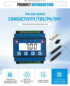 0 14pH 0 20mS/cm EC 0 to 50 Celsius RS485 Modbus Automatic Hydroponics pH EC Transmitter for Greenhouse Aquaponics