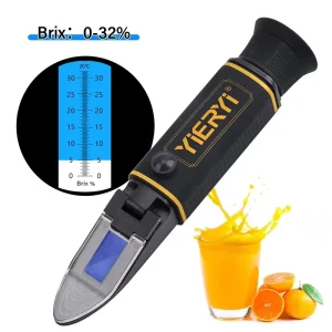 0 32% Brix Handheld Refractometer for Fruit Juice Sugar Content Measurement Portable ATC Honey Sugar Tester