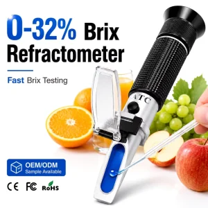 0 32% Brix Handheld Refractometer with ATC Portable Sugar Content Meter for Fruit Juice Honey Beverage Testing