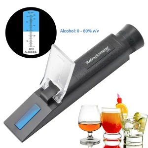 0 80% Handheld Alcohol Refractometer ATC Spirits Tester Alcoholometer