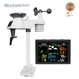 0860 5 in 1 Weather Forecast Wireless Weather Station With Anemometer Thermometer Weather Data