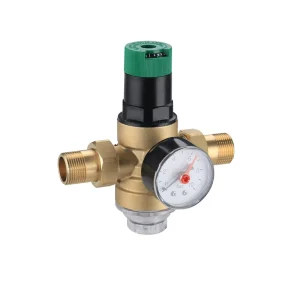 1/2inch Brass Pressure Reducing Valves with Gauge 16bar Max Pressure 110C Temperature for Drinking Water Housing Applications