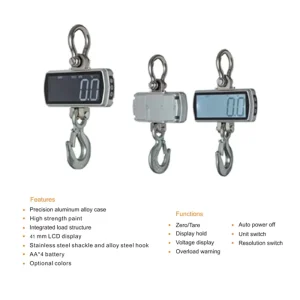 1 Ton Crane Scale with 41mm Large LCD and Wireless Remote Digital Hanging Instrument for Heavy Load Testing