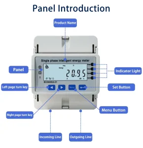 1.0 Class Accuracy Rail Mounted Single Phase Energy Meter for Real Time Load Monitoring and Power Management