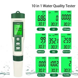 10 in 1 Resistivity Fertility H2 pH TDS EC ORP S.G Salt Temp Meter Digital TDS Meter PPM Meter Hydrogen Water Tester