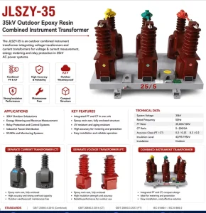 100/5A 35kV JLSZY-35 Combined Instrument Transformer 0.2S Class for Outdoor Metering Box Power Distribution Use
