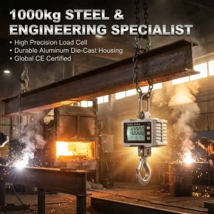 1000kg Digital Crane Scale with 22mm Backlit LCD Aluminum Alloy and Alloy Steel Hook for Industrial Weighing for OEM ODM