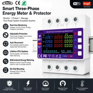 100A Bi-directional Metering Over Under Voltage Overcurrent & Lost Flow Delay Protection Tuya WiFi Smart Electricity Meter