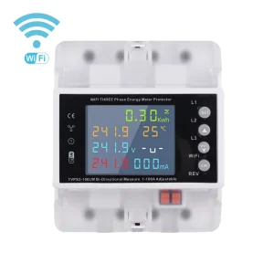 100A Three Phase WiFi Meter with Voltage Protection Phase Sequence Temperature Overcurrent and Over Under Voltage Protection