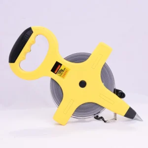 100M X 12.5mm Open Reel Steel Measuring Tape Auto Lock Aluminum Shell Non Slip Handle Attached Light Continuous Metric