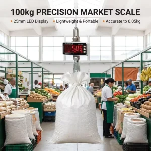 100kg Crane Scale 25mm Bright LED Display Remote Operation Industrial Hanging Instrument for Low Light Warehouse OEM