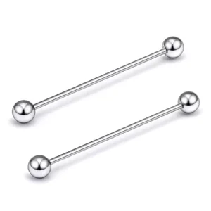 10Pcs/set 14 Gauge 38mm Industrial Barbell Long Cartilage Helix Conch Earrings Stud Body Piercing Jewelry for Women Men
