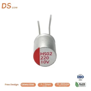 10V 220μF 6.3x8mm Conductive Polymer Aluminum Solid Capacitor, Radial Lead, Ultra Low Impedance, Noise Suppression, High Temp