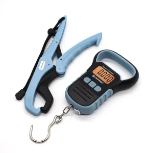 110lb/50kg Digital Fishing Scale Stainless Steel Electronic Hanging Weighing Scale Lip Gripper Tape Ruler for Fishing Hunting