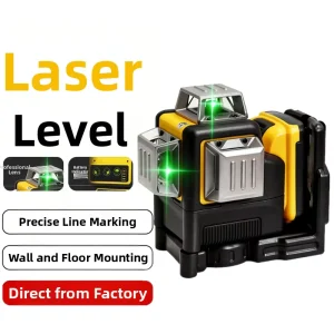 12-Dot High-Precision Green Laser Marker 535nm 2mm Line Width Li-Ion Battery Omnidirectional Indoor/Outdoor Use