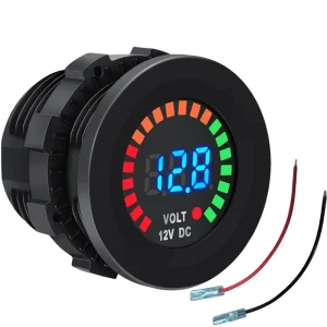 12V 24V DC Round LED Digital Voltmeter Display Car Battery Monitor Waterproof Voltage Meter Volt Meter Panel for Marine Boat RV