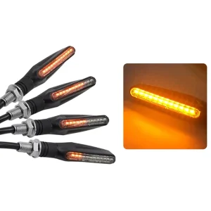 12V Cafe Racer Motorbike Cycle Indicators 12Pcs 335 LED Yellow Flowing Lighting Blinkers Turn Signal Lights for Motorcycles