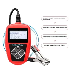 12V Digital Battery Tester 100-2000CCA Cranking Charging System Analyzer with 1.5″ Screen Multi-Language