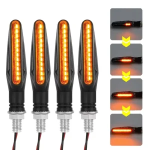 12V Motorcycle LED Turn Sequential Signal Light Flowing Water Flashing Lights Tail Stop Indicators Turn Signal Waterproof Lights