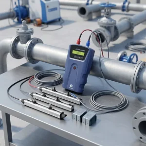 13~6000mm Portable Handheld Ultrasonic Flow Meter with +/-0.5% Accuracy Liquid Water Medium 4-20mA RS485 Clamp-On