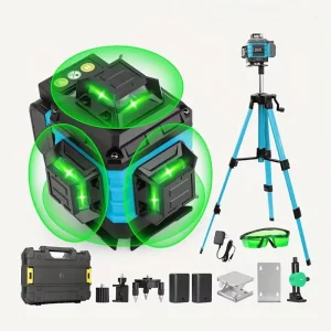 16 Line Green Laser Level Instrument 360 Degree Self Leveling Kit Equipped with 39 Inch Laser Level Tripod and LED Screen