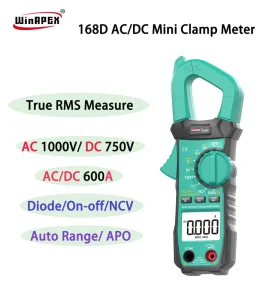 168D NCV Auto Measurement Digital Clamp Meter True RMS AC DC Capacitance APO High Precision 200A Mini Clamp Meter