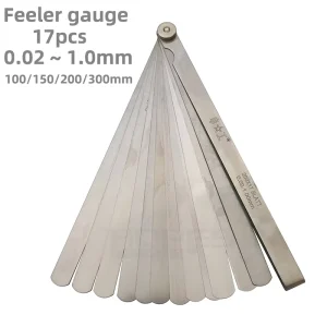 17pcs Length 100 150 200 300mm 0.02-1.0mm Thickness Feeler Gauge Stainless Steel Measuring Tools