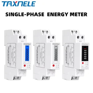 1P Single Phase Digital Wattmeter Energy Meter KWh AC 230V 50 60Hz 60A Rail Mounted LCD