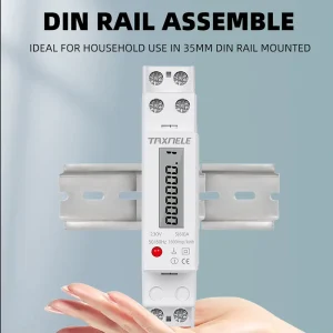 1P Single Phase Digital Wattmeter Power Consumption Energy Meter kWh AC 230V 50Hz 60Hz 60A Rail Type Watt-hour Meter LCD