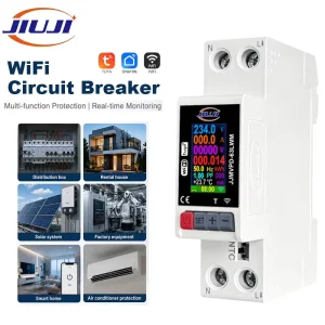 1P+N AC110V 220V 63A 40A Mini Circuit Breaker WIFI Smart Switch Temperature Measurement Protection Device OVP OCP UVP OTP