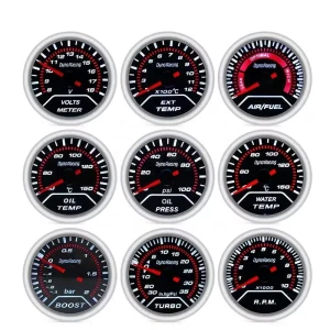 2″ 52mm Car Boost Gauge Bar PSI Exhaust Gas Temp Water Temp Oil Temp Oil Press Air Fuel Gauge Voltmeter Tachometer