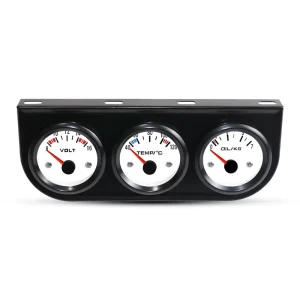 2” 52mm Universal Triple Kit 3in1 Car Meter Voltmeter Water Temp Oil Pressure with Sensor 1/8 NPT Triple Gauge