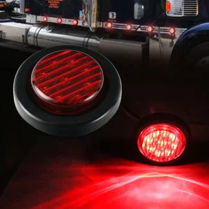 2″ Amber Red LED 12V Round Side Marker Indicators Rubber Grommet Mount Clearance Light for Truck Trailer Bus