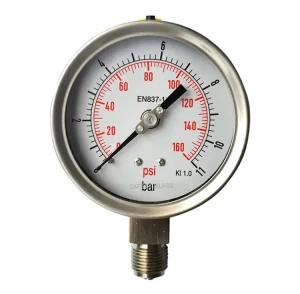 2 Inch Manometer Oil Gas Pressure Gauge with Vacuum Meter Bourdon Tube Gauge for Pipe Water