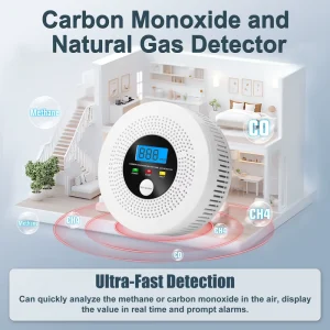 2 in 1 Carbon Monoxide & Flammable Gas Detector with Sound+Light Alarm High Accuracy Portable Design Combustible Leak Alarm
