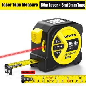 2-in-1 Industrial Grade Smart Laser Distance Meter 50m LCD Display Digital Ruler 2.0mm Accuracy USB Rechargeable