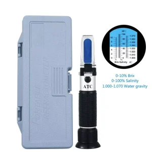2 in 1 Refractometer 0-10%Brix Digital Test Meter 0-100% Salinity Automatic Temperature Refractometer