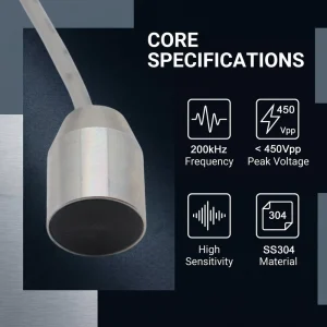 200kHz Ultrasonic Transducer Stainless Steel Material Used Ultrasonic Level Gauge Industrial Distance Measuring Sensor 0.1~1.5m