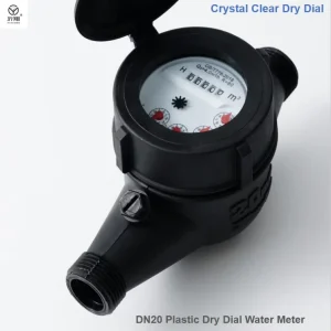 20mm Plastic Body Rotary Vane Water Meter Nylon Anti corrosion Thread Type Multi Jet R100 Mechanical Flow Meters
