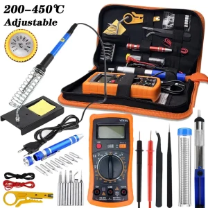 220V 110V 60W Adjustable Temperature Soldering Iron Displays Multimeter Combination Set Maintenance Tools