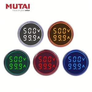 22mm 100A AC 50V 500V Digital Display Round Square Voltmeter Ammeter Indicator LED Signal Light Current Voltage Meter