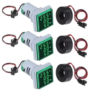 22mm Digital Voltmeter Ammeter Frequency Meter AC 50-500V 0-100A LED Panel Indicator with Split Core Current Transformer