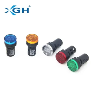 22mm IP65 Rated Digital AC/DC Voltage Meter with LED Display and Pilot Lamp for Control Cabinets Model AD16-22VDS