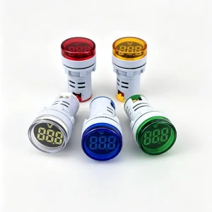 22mm Round LED Digital Indicator Signal Lamp Single Phase Voltmeter & Ammeter Voltage Meters AC Current Display