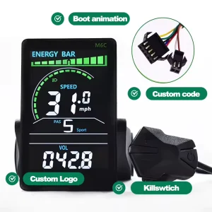 24V 36V 48V 60V Waterproof Electric Bike Computer with Wired Button Speedometer Digital Stopwatch Odometer Cycling Accessories