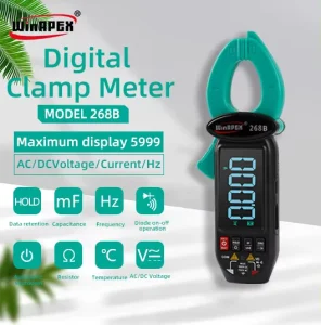 268B Low Current Clamp Meter 600mA 60A Auto Measure Rechargeable Battery AC DC Clamp Meter Digital True RMS Value