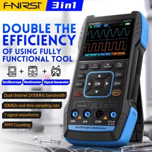 2C23T Pocket Digital Oscilloscope Signal Generator Multimeter Dual Channel 3 in 1 10MHZ*2 50MS/s Handheld Oscilloscope