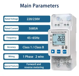 2P Single Phase Energy Meter for Factory Electrical Energy Management and Power Consumption Monitoring