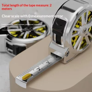 2m Nickel Plated Steel Rolling Tape Thickened Hardened Household Metric Sub-meter Ruler Waterproof Wear Resistant High Precision